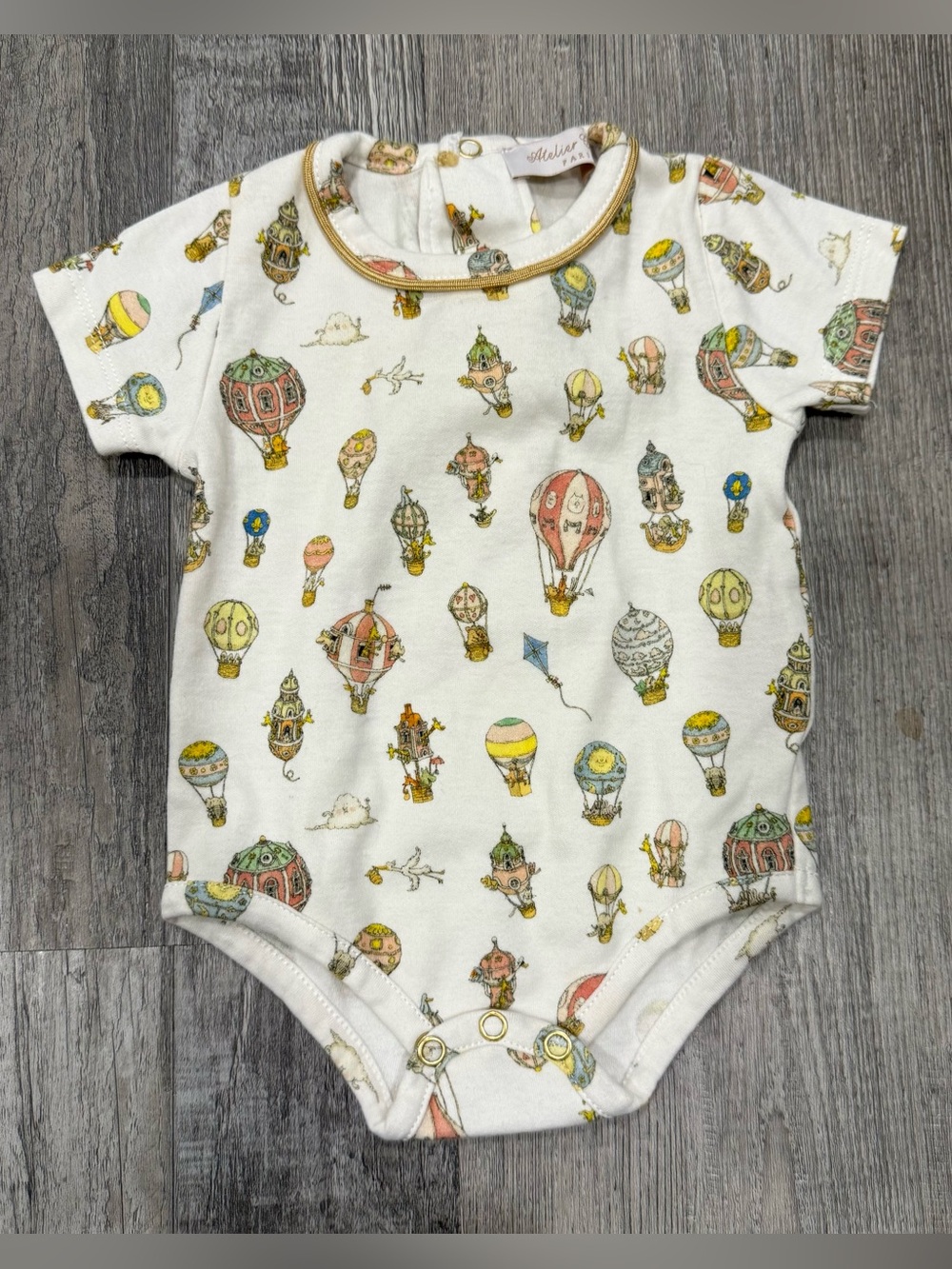 Atelier Choux Paris Hot Air Balloon Print One Piece - 3-6 months
